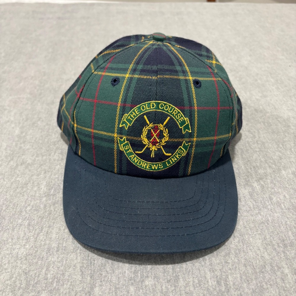 Vintage St Andrews Links Old Course Golf Hat Plaid Tartan Made in USA Texace Cap